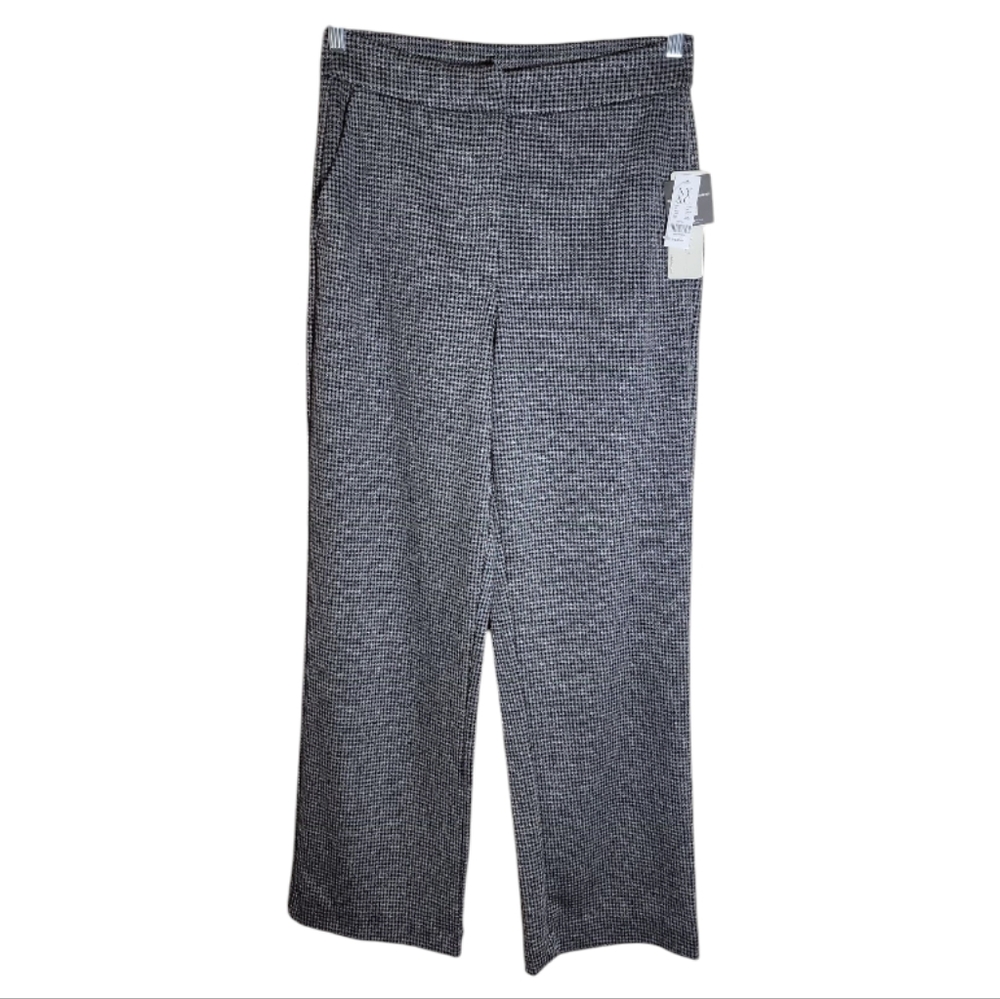 RD Style women's medium gray black houndstooth plaid wide leg dress pants